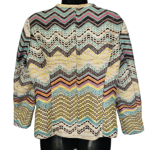 Molly Bracken Boho Aztec Print with Pom Poms Jacket Size Medium - Picture 9 of 16